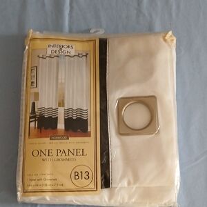 Cream and Black Curtain Panel with Grommets